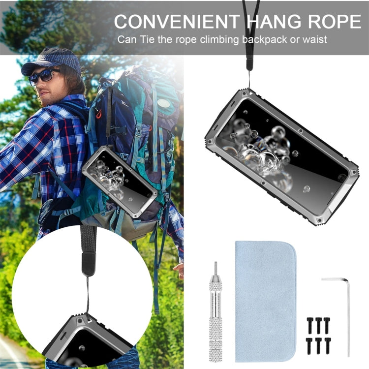 For Galaxy S20 Ultra Shockproof Waterproof Dust-proof Metal + Silicone Protective Case with Holder(Silver) - Galaxy Phone Cases by buy2fix | Online Shopping UK | buy2fix