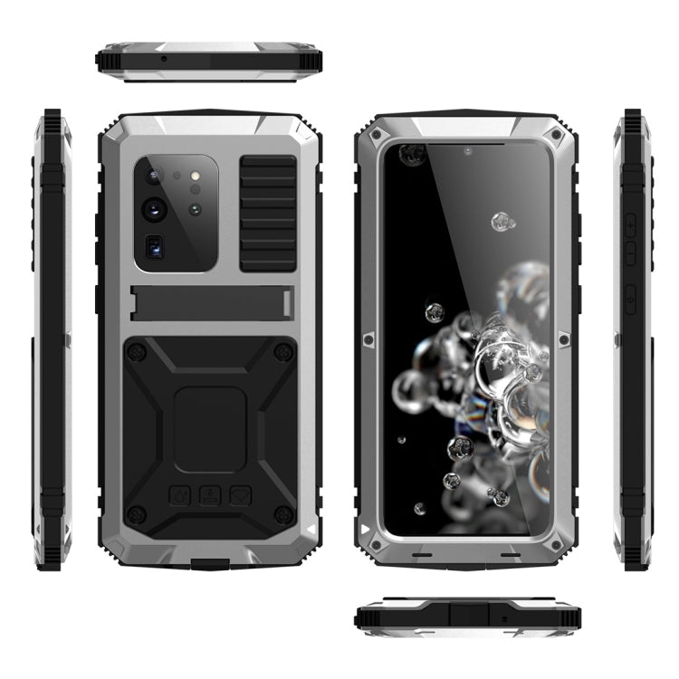 For Galaxy S20 Ultra Shockproof Waterproof Dust-proof Metal + Silicone Protective Case with Holder(Silver) - Galaxy Phone Cases by buy2fix | Online Shopping UK | buy2fix