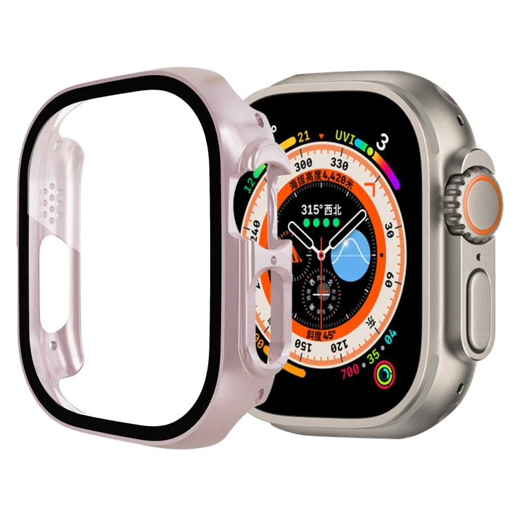 Tempered Glass Film PC Watch Case For Apple Watch Ultra 1 / 2 / 3 49mm(Rose Gold) by buy2fix