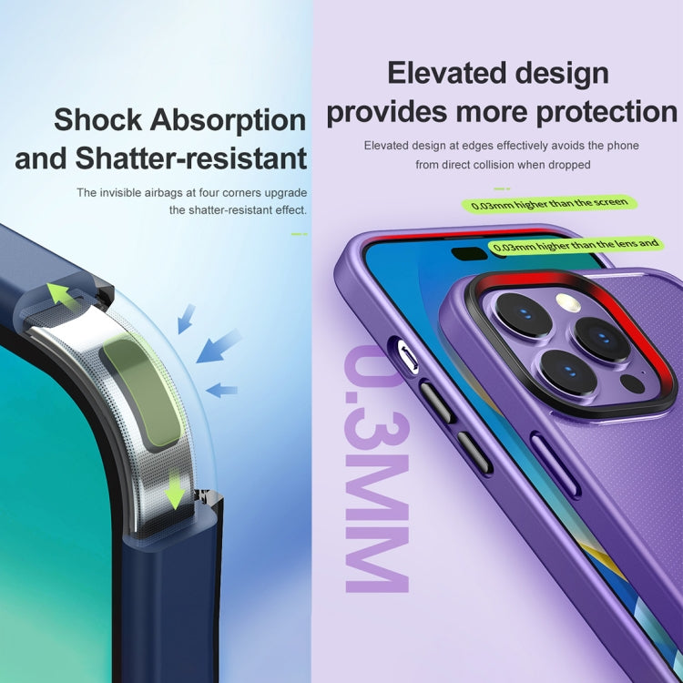 For iPhone 14 Pro ROCK Guard Transparent Phone Case(Purple) - iPhone 14 Pro Cases by ROCK | Online Shopping UK | buy2fix