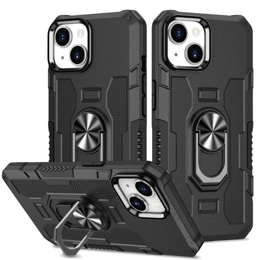 For iPhone 14 Ring Holder Armor Hybrid Phone Case (Black) by buy2fix