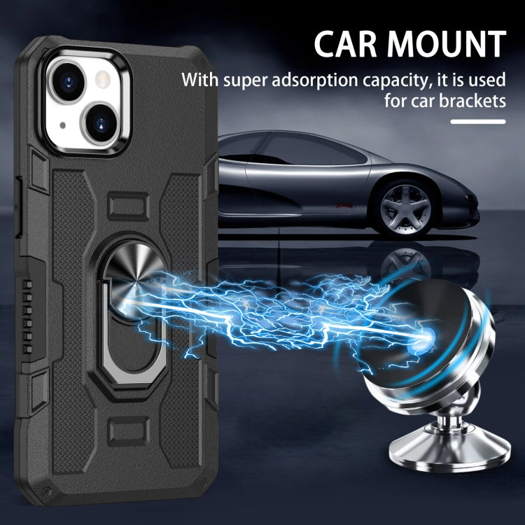 For iPhone 14 Ring Holder Armor Hybrid Phone Case (Black) by buy2fix
