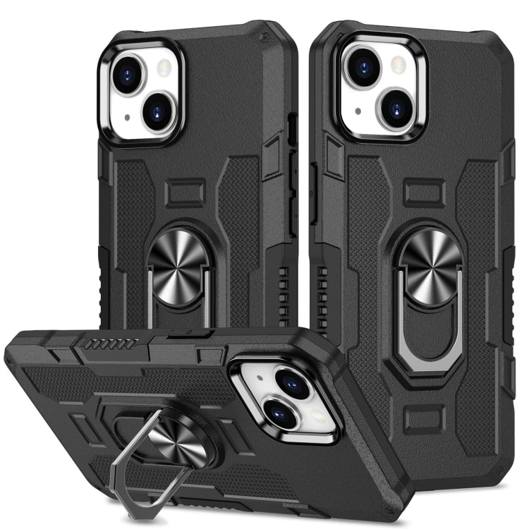 For iPhone 14 Plus Ring Holder Armor Hybrid Phone Case (Black) by buy2fix