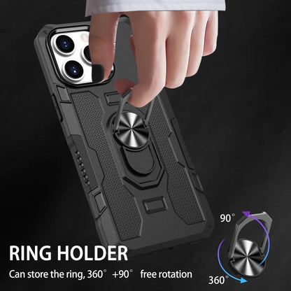 For iPhone 14 Pro Max Ring Holder Armor Hybrid Phone Case (Black) by buy2fix