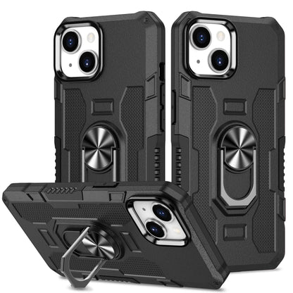 For iPhone 13 Ring Holder Armor Hybrid Phone Case(Black) by buy2fix
