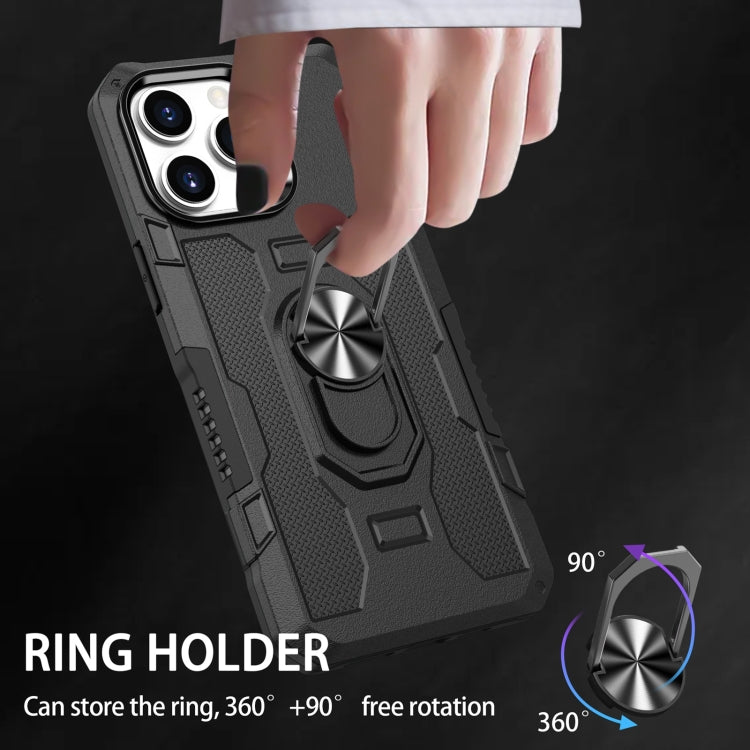 For iPhone 13 Pro Max Ring Holder Armor Hybrid Phone Case (Black) by buy2fix