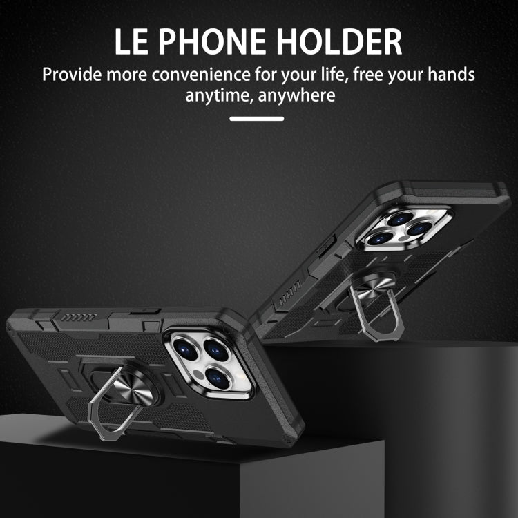 For iPhone 12 / 12 Pro Ring Holder Armor Hybrid Phone Case(Black) by buy2fix