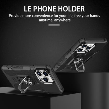 For iPhone 12 / 12 Pro Ring Holder Armor Hybrid Phone Case(Black) by buy2fix