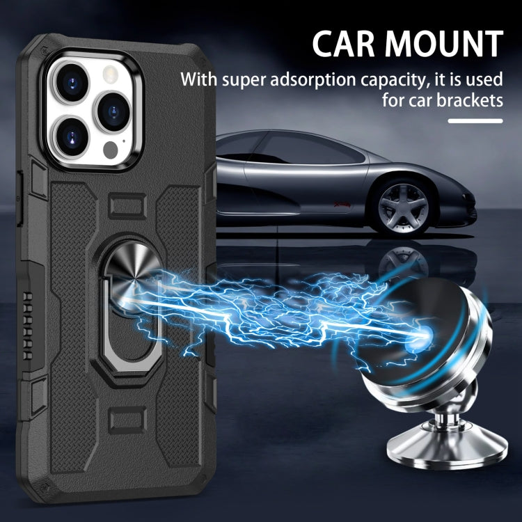 For iPhone 12 / 12 Pro Ring Holder Armor Hybrid Phone Case(Black) by buy2fix
