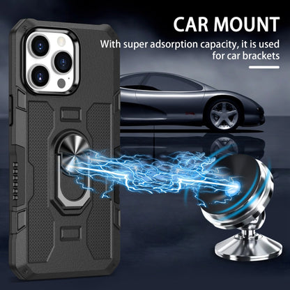 For iPhone 12 / 12 Pro Ring Holder Armor Hybrid Phone Case(Black) by buy2fix