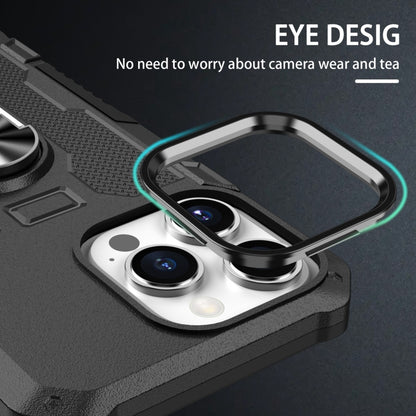 For iPhone 12 / 12 Pro Ring Holder Armor Hybrid Phone Case(Black) by buy2fix