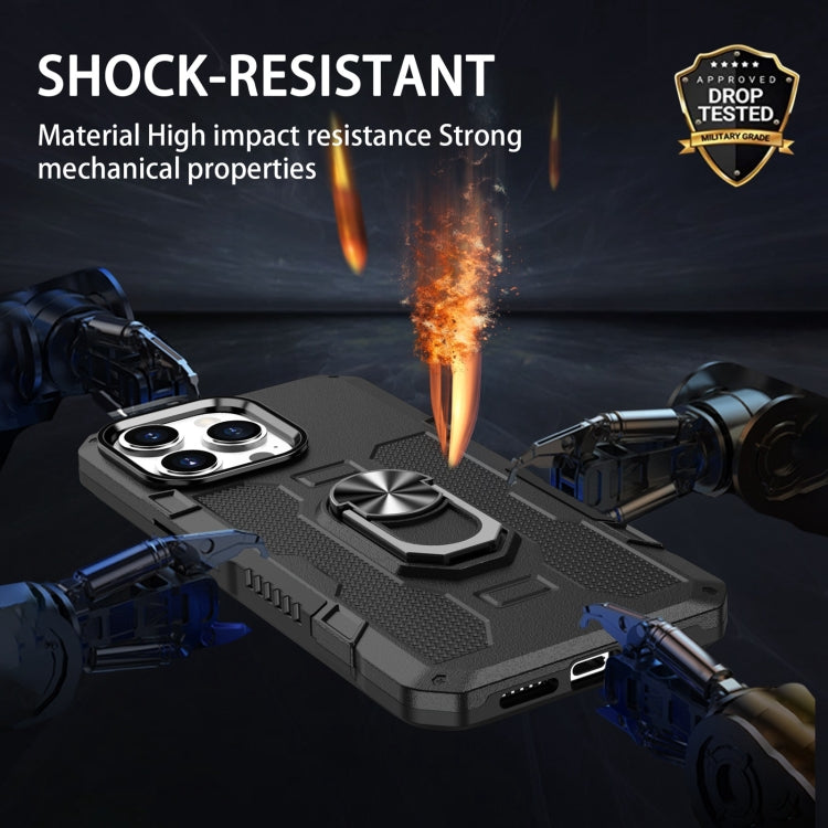 For iPhone 11 Pro Max Ring Holder Armor Hybrid Phone Case (Black) by buy2fix