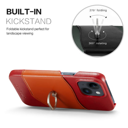 For iPhone 14 Fierre Shann Oil Wax Texture Genuine Leather Back Case (Red) - iPhone 14 Cases by FIERRE SHANN | Online Shopping UK | buy2fix