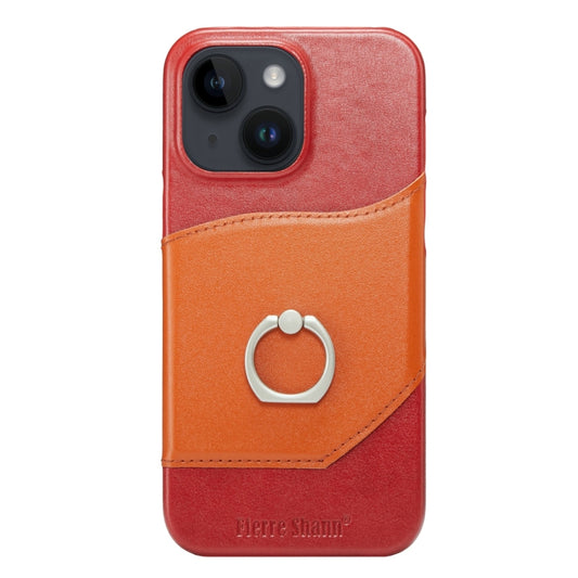 For iPhone 14 Plus Fierre Shann Oil Wax Texture Genuine Leather Back Case (Red) - iPhone 14 Plus Cases by FIERRE SHANN | Online Shopping UK | buy2fix