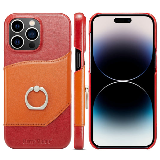 For iPhone 14 Pro Fierre Shann Oil Wax Texture Genuine Leather Back Case(Red) - iPhone 14 Pro Cases by FIERRE SHANN | Online Shopping UK | buy2fix