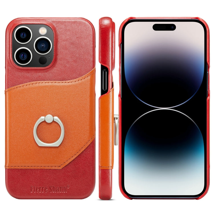 For iPhone 14 Pro Max Fierre Shann Oil Wax Texture Genuine Leather Back Case (Red) - iPhone 14 Pro Max Cases by FIERRE SHANN | Online Shopping UK | buy2fix