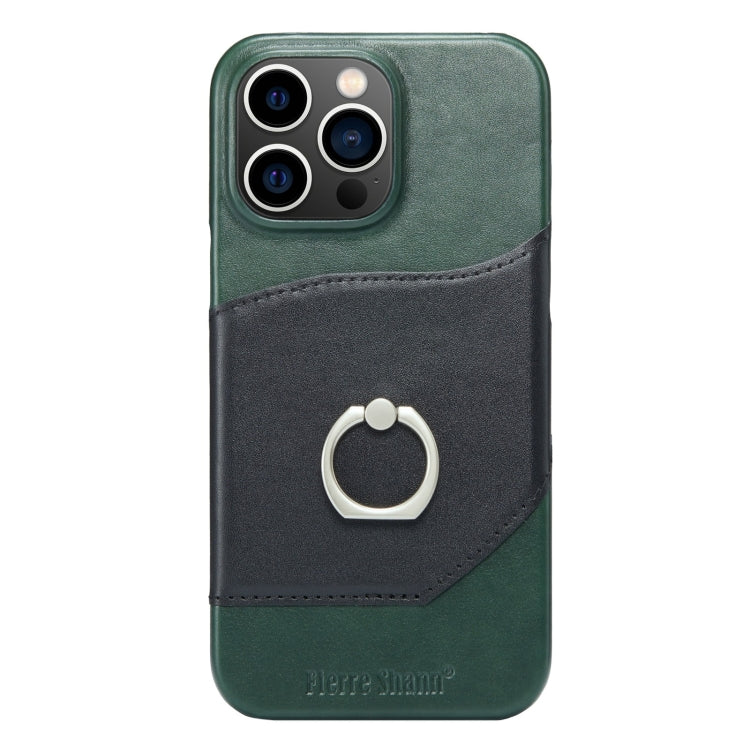 For iPhone 14 Pro Max Fierre Shann Oil Wax Texture Genuine Leather Back Case (Black) - iPhone 14 Pro Max Cases by FIERRE SHANN | Online Shopping UK | buy2fix