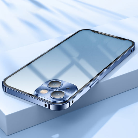 For iPhone 14 Frosted Metal Phone Case (Blue) - iPhone 14 Cases by buy2fix | Online Shopping UK | buy2fix