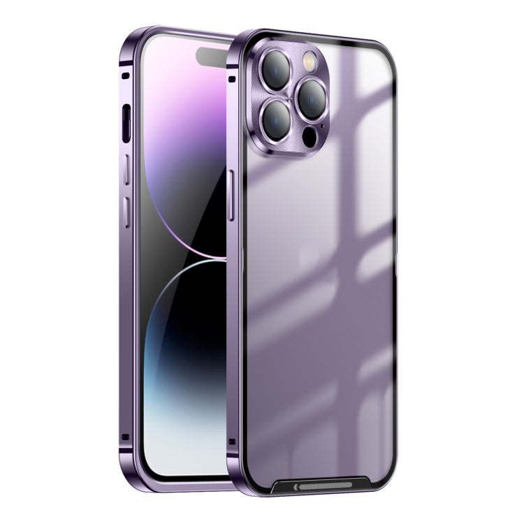 For iPhone 14 Pro Frosted Metal Phone Case(Purple) - iPhone 14 Pro Cases by buy2fix | Online Shopping UK | buy2fix