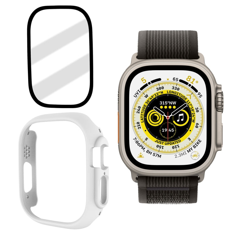 Tempered Glass Film Frosted PC Watch Case For Apple Watch Ultra 3 / 2 / 1 49mm(White) by buy2fix
