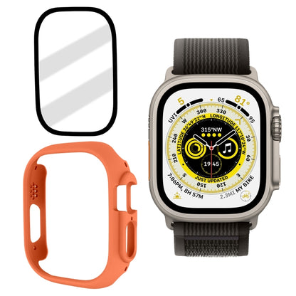 Tempered Glass Film Frosted PC Watch Case For Apple Watch Ultra 3 / 2 / 1 49mm(Orange) by buy2fix