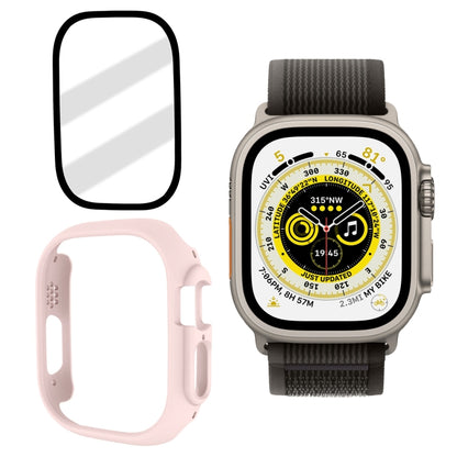 Tempered Glass Film Frosted PC Watch Case For Apple Watch Ultra 3 / 2 / 1 49mm(Pink) by buy2fix