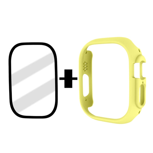 Tempered Glass Film Frosted PC Watch Case For Apple Watch Ultra 3 / 2 / 1 49mm(Yellow) by buy2fix