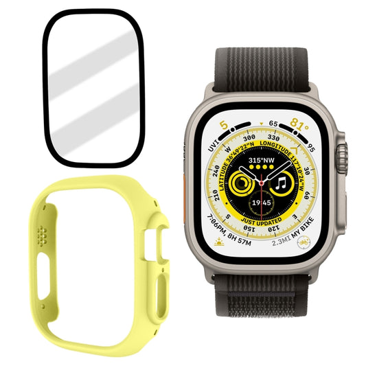 Tempered Glass Film Frosted PC Watch Case For Apple Watch Ultra 3 / 2 / 1 49mm(Yellow) by buy2fix