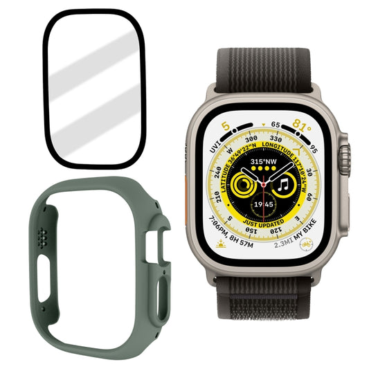 Tempered Glass Film Frosted PC Watch Case For Apple Watch Ultra 3 / 2 / 1 49mm(Khaki) by buy2fix