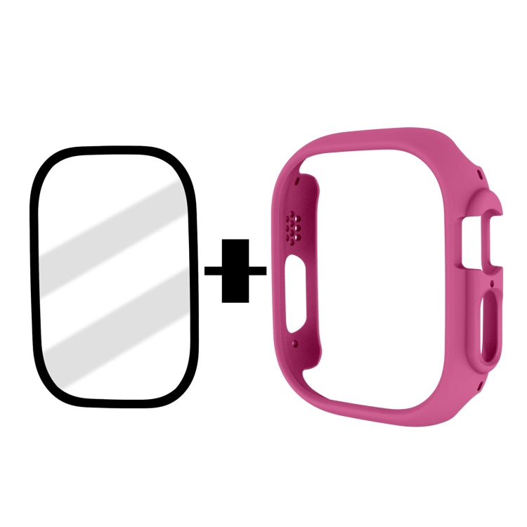 Tempered Glass Film Frosted PC Watch Case For Apple Watch Ultra 3 / 2 / 1 49mm(Rose Red) by buy2fix