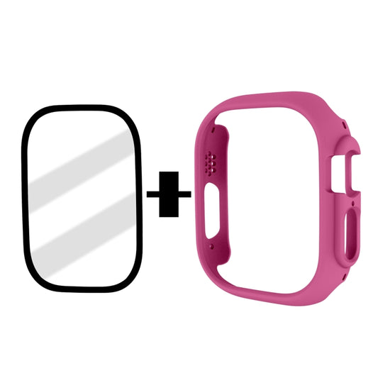 Tempered Glass Film Frosted PC Watch Case For Apple Watch Ultra 3 / 2 / 1 49mm(Rose Red) by buy2fix