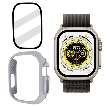 Tempered Glass Film Frosted PC Watch Case For Apple Watch Ultra 3 / 2 / 1 49mm(Light Grey) by buy2fix