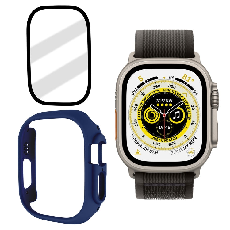 Tempered Glass Film Frosted PC Watch Case For Apple Watch Ultra 3 / 2 / 1 49mm(Dark Blue) by buy2fix