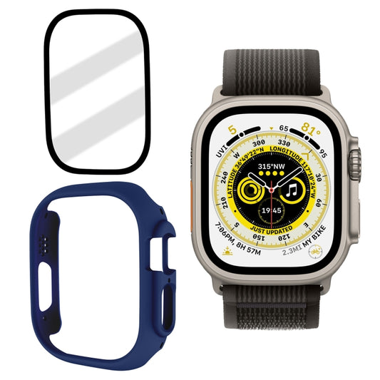 Tempered Glass Film Frosted PC Watch Case For Apple Watch Ultra 3 / 2 / 1 49mm(Dark Blue) by buy2fix