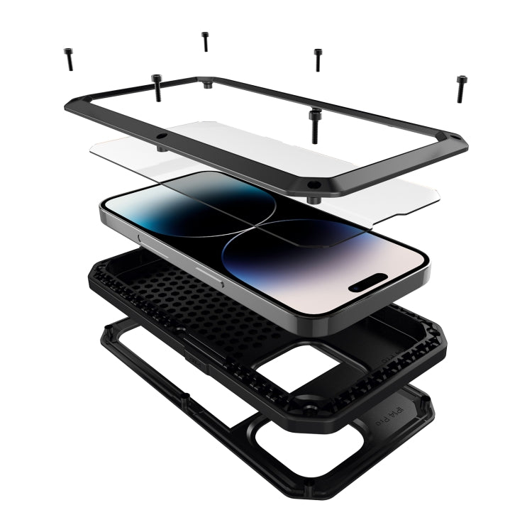 For iPhone 14 Pro Max Shockproof Waterproof Silicone + Zinc Alloy Case (Black) - iPhone 14 Pro Max Cases by buy2fix | Online Shopping UK | buy2fix