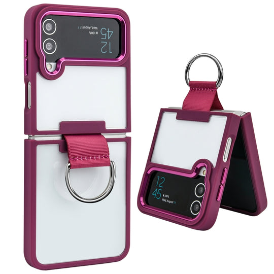 For Samsung Galaxy Z Flip4 Shield Transparent TPU + PC Phone Case with Ring(Red)