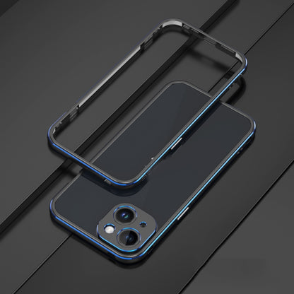 For iPhone 14 Plus Aurora Series Lens Protector + Metal Frame Phone Case (Black Blue) - iPhone 14 Plus Cases by buy2fix | Online Shopping UK | buy2fix