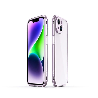 For iPhone 14 Plus Aurora Series Lens Protector + Metal Frame Phone Case (Purple Silver) - iPhone 14 Plus Cases by buy2fix | Online Shopping UK | buy2fix