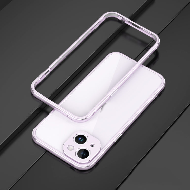 For iPhone 14 Plus Aurora Series Lens Protector + Metal Frame Phone Case (Purple Silver) - iPhone 14 Plus Cases by buy2fix | Online Shopping UK | buy2fix