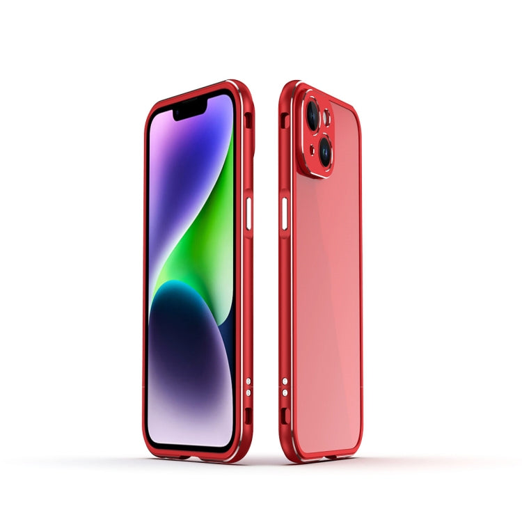 For iPhone 14 Plus Aurora Series Lens Protector + Metal Frame Phone Case (Red) - iPhone 14 Plus Cases by buy2fix | Online Shopping UK | buy2fix