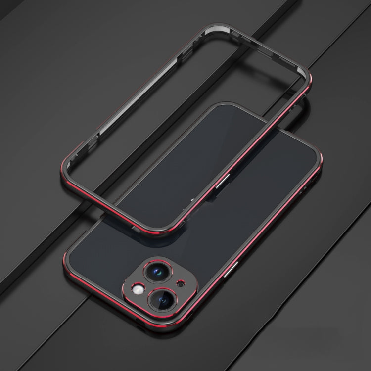 For iPhone 14 Plus Aurora Series Lens Protector + Metal Frame Phone Case (Black Red) - iPhone 14 Plus Cases by buy2fix | Online Shopping UK | buy2fix