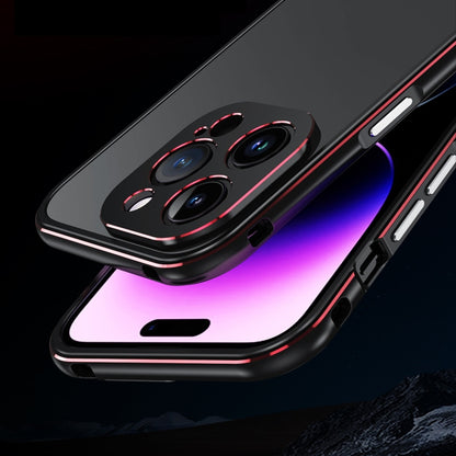 For iPhone 14 Pro Aurora Series Lens Protector + Metal Frame Phone Case(Purple Silver) - iPhone 14 Pro Cases by buy2fix | Online Shopping UK | buy2fix