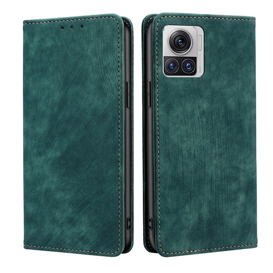 For Motorola Moto X30 Pro 5G / Edge 30 Ultra RFID Anti-theft Brush Magnetic Leather Phone Case(Green)