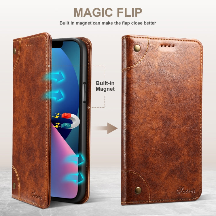 For iPhone 14 Baroque Simple Flip Leather Phone Case (Light Brown) - iPhone 14 Cases by buy2fix | Online Shopping UK | buy2fix