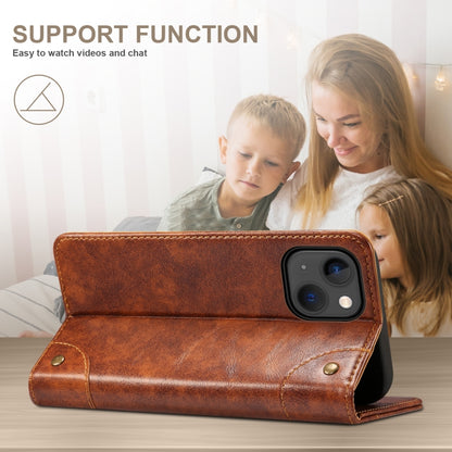 For iPhone 14 Plus Baroque Simple Flip Leather Phone Case (Light Brown) - iPhone 14 Plus Cases by buy2fix | Online Shopping UK | buy2fix