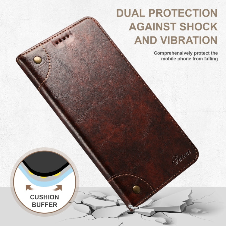 For iPhone 14 Plus Baroque Simple Flip Leather Phone Case (Dark Brown) - iPhone 14 Plus Cases by buy2fix | Online Shopping UK | buy2fix