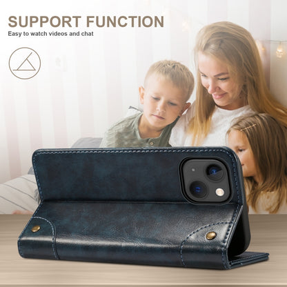 For iPhone 14 Plus Baroque Simple Flip Leather Phone Case (Blue) - iPhone 14 Plus Cases by buy2fix | Online Shopping UK | buy2fix