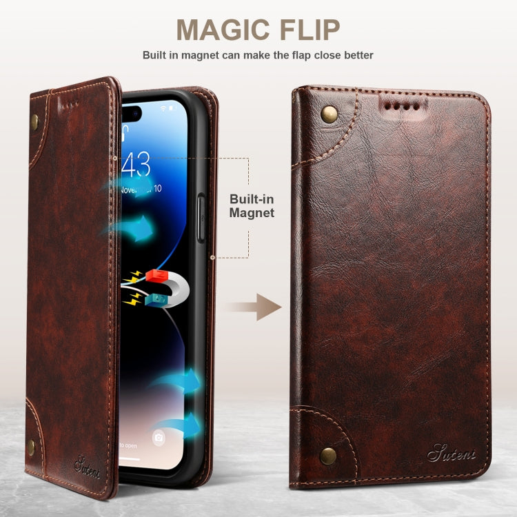 For iPhone 14 Pro Baroque Simple Flip Leather Phone Case(Dark Brown) - iPhone 14 Pro Cases by buy2fix | Online Shopping UK | buy2fix