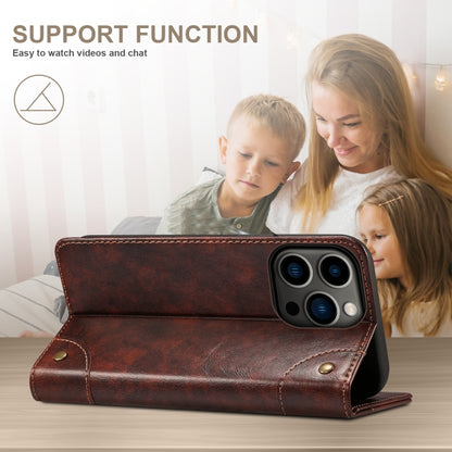For iPhone 14 Pro Baroque Simple Flip Leather Phone Case(Dark Brown) - iPhone 14 Pro Cases by buy2fix | Online Shopping UK | buy2fix