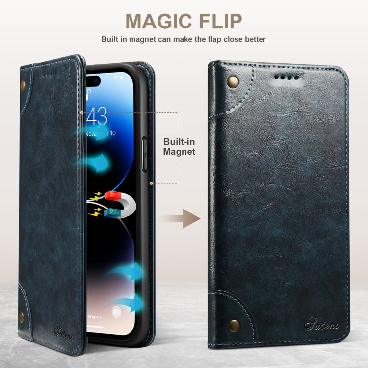 For iPhone 14 Pro Baroque Simple Flip Leather Phone Case(Blue) - iPhone 14 Pro Cases by buy2fix | Online Shopping UK | buy2fix